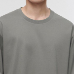 [Premium] Silket Relaxed Crew Neck Long Sleeve T-Shirt [Khaki Grey]