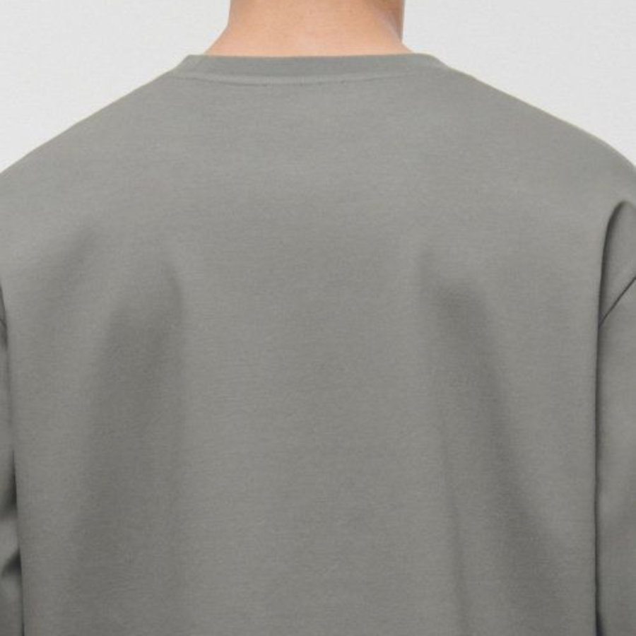 [Premium] Silket Relaxed Crew Neck Long Sleeve T-Shirt [Khaki Grey]