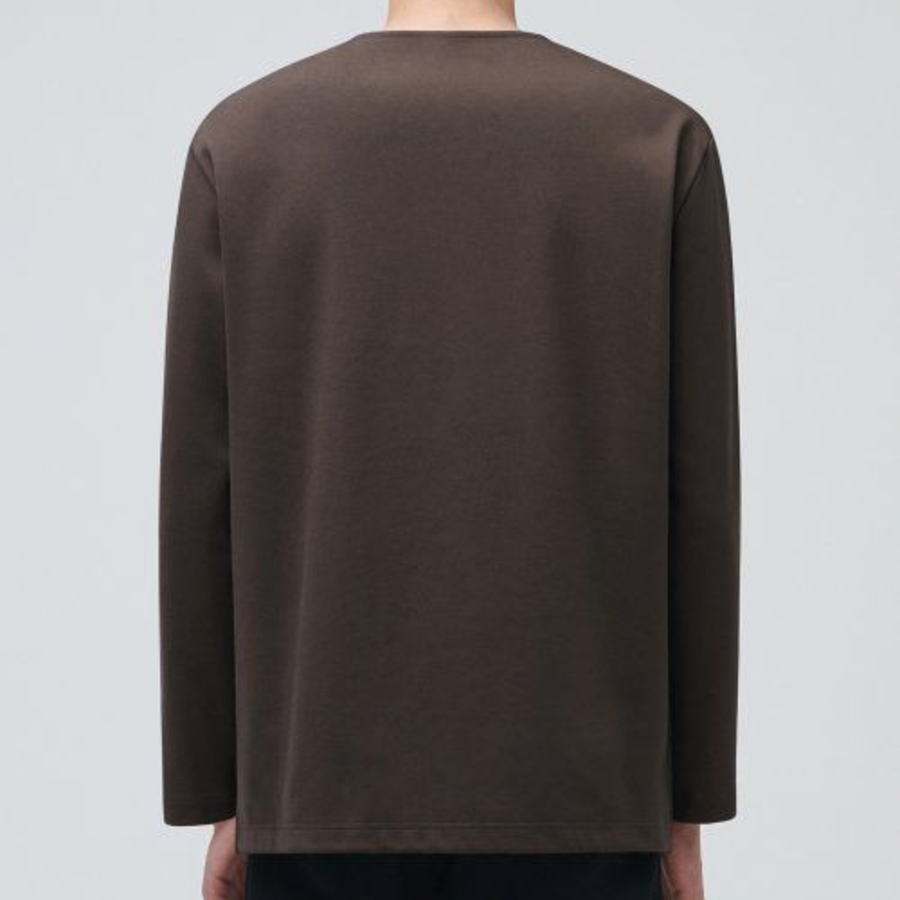 Ponte Crew Neck Long Sleeve T-Shirt [Dark Brown]