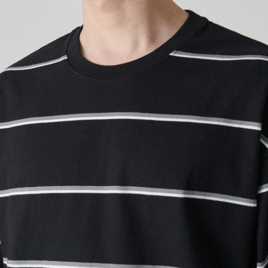 Multi Stripe Relaxed Long Sleeve T-Shirt 2 [Black]