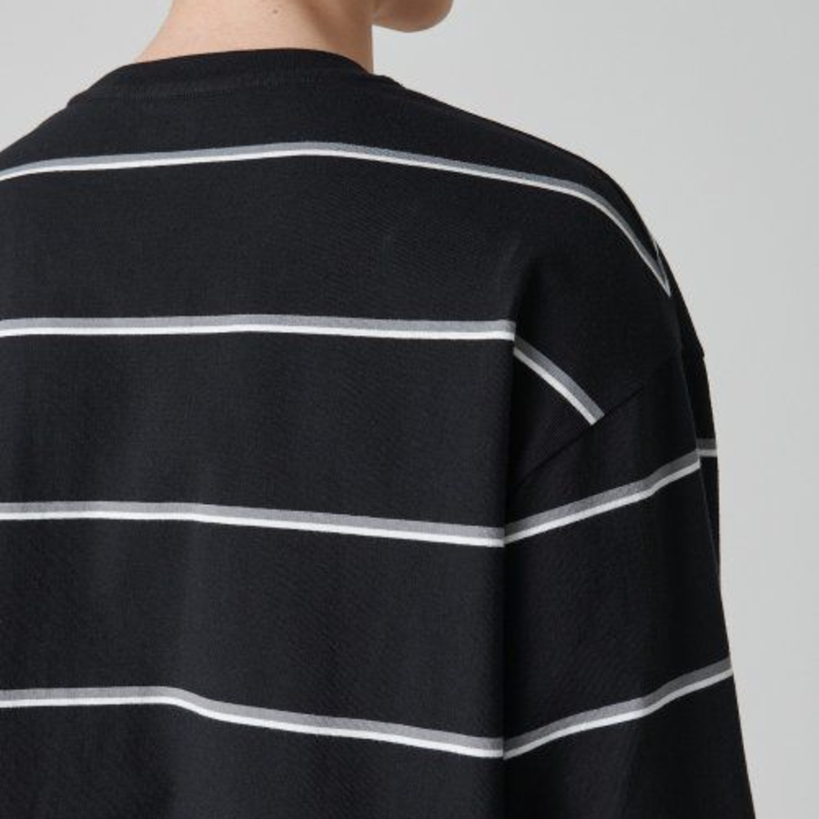 Multi Stripe Relaxed Long Sleeve T-Shirt 2 [Black]