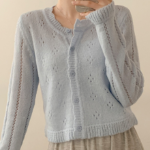 Prdal Punching Mohair Frill Crop Knit Cardigan