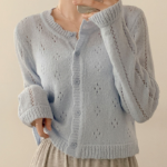 Prdal Punching Mohair Frill Crop Knit Cardigan