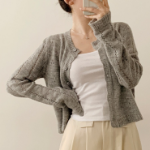 Prdal Punching Mohair Frill Crop Knit Cardigan