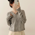 Prdal Punching Mohair Frill Crop Knit Cardigan