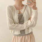 Prdal Punching Mohair Frill Crop Knit Cardigan