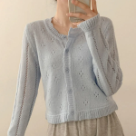Prdal Punching Mohair Frill Crop Knit Cardigan