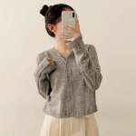 Prdal Punching Mohair Frill Crop Knit Cardigan