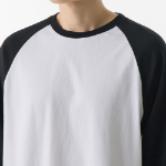 Relaxed Rib Cuffs Raglan Long Sleeve T-Shirt [White/Black]
