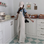 Широкий джинсовый комбинезон с лямками