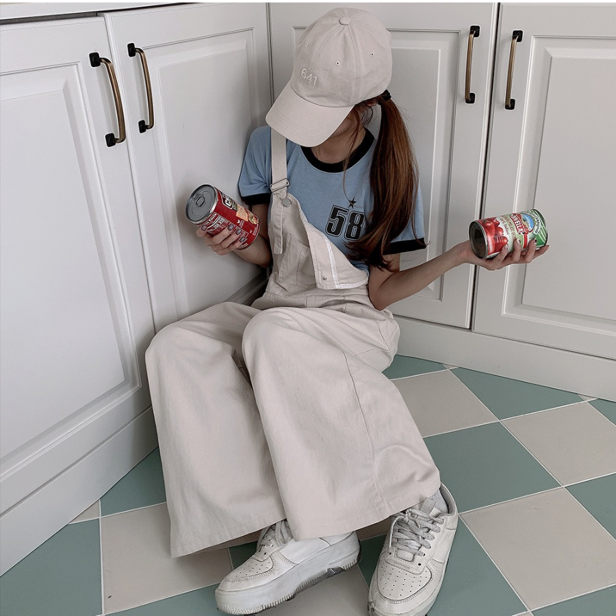 Широкий джинсовый комбинезон с лямками