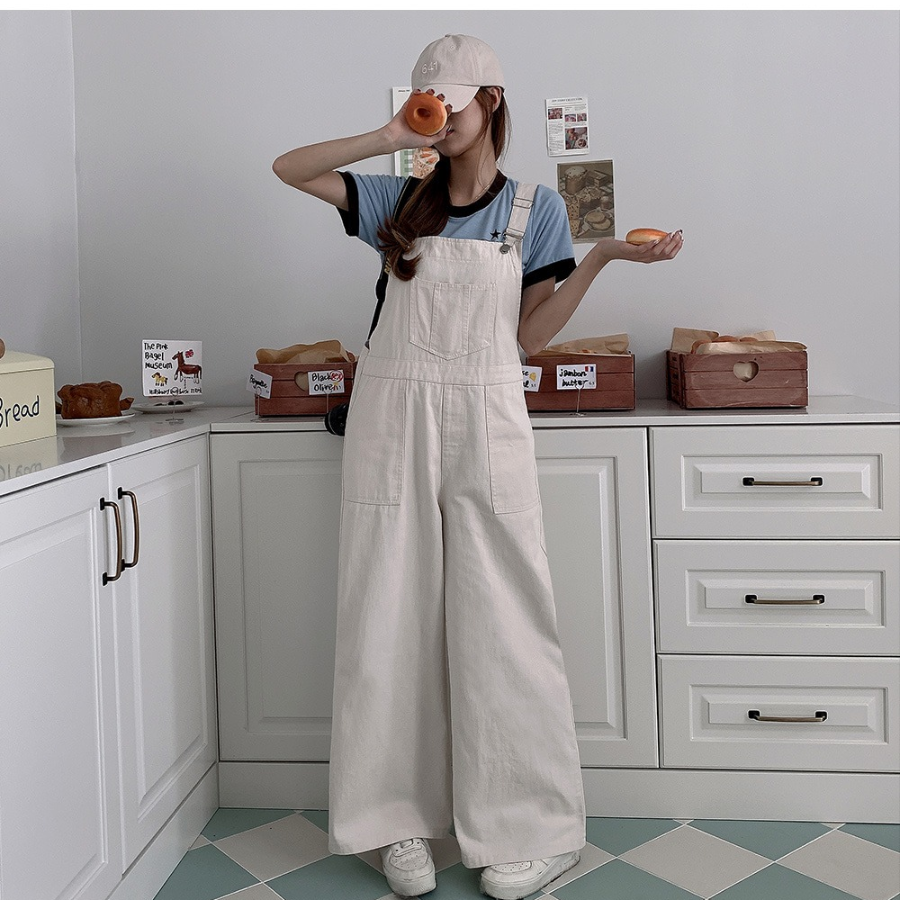 Широкий джинсовый комбинезон с лямками