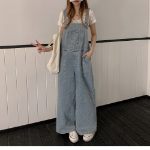 Широкий джинсовый комбинезон с лямками