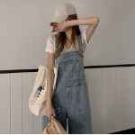 Широкий джинсовый комбинезон с лямками