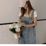 Широкий джинсовый комбинезон с лямками