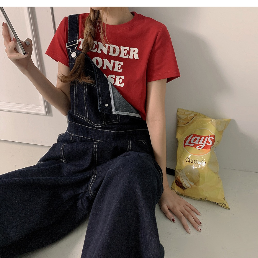 Широкий джинсовый комбинезон с лямками