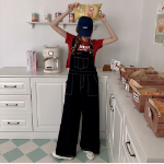 Широкий джинсовый комбинезон с лямками