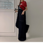 Широкий джинсовый комбинезон с лямками