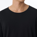 Relaxed Lightweight CR Scoop Neck Long Sleeve T-Shirt [Black]