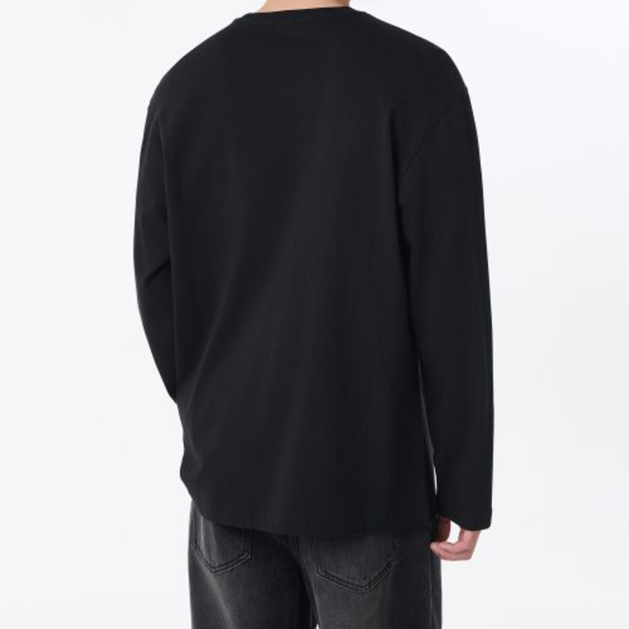 Relaxed Crew Neck Long Sleeve T-Shirt [Black]