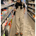 Свободный размер-Светло-бежевый-Комбинезоны