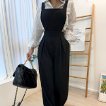 Комплект с рубашкой в полоску и широким комбинезоном на лямках