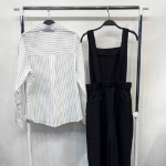 Комплект с рубашкой в полоску и широким комбинезоном на лямках