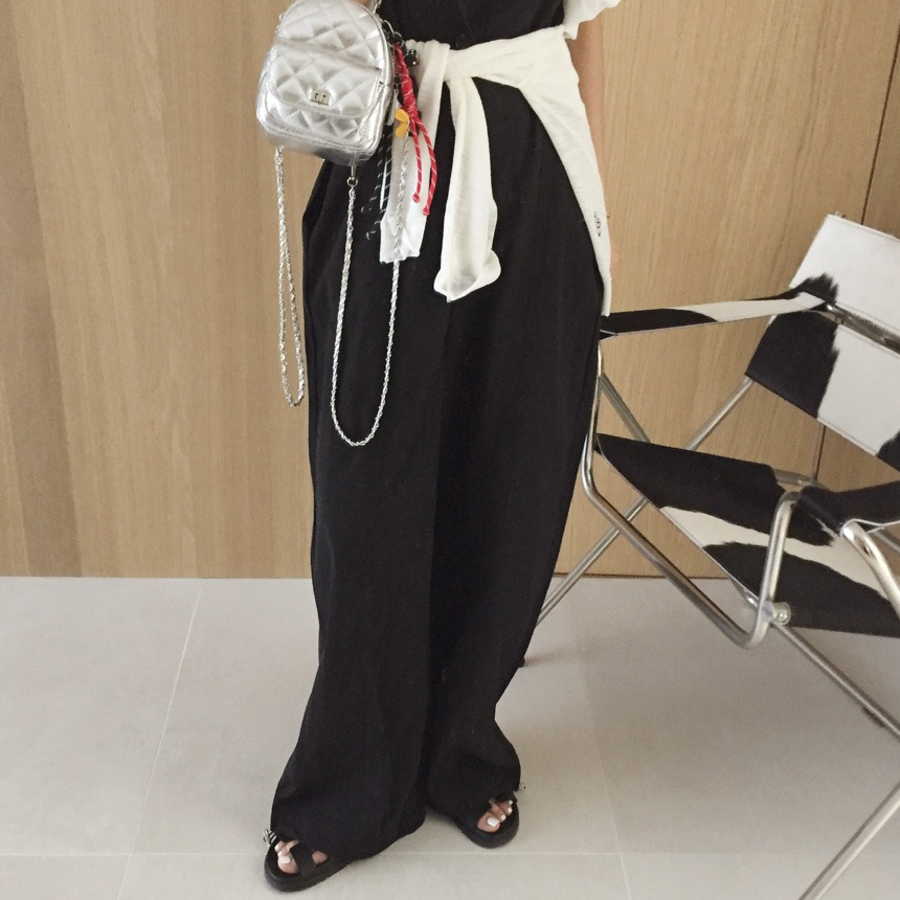 Летний комбинезон-топ с кнопками, кулиской и широкими джоггерами