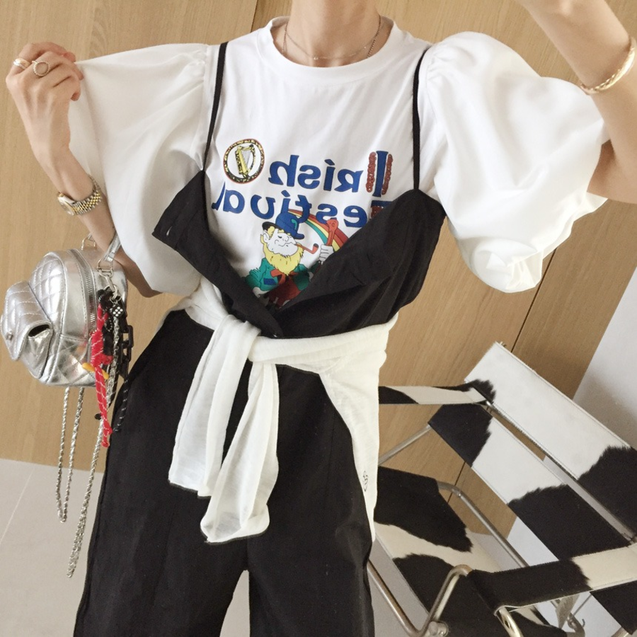 Летний комбинезон-топ с кнопками, кулиской и широкими джоггерами