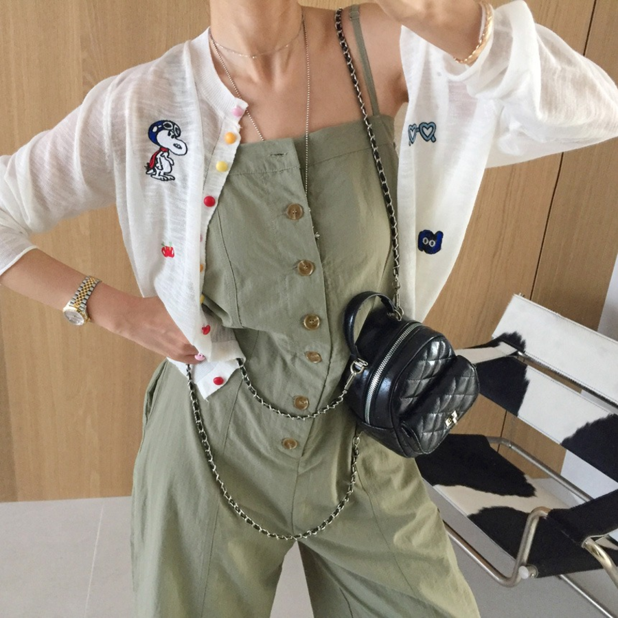 Летний комбинезон-топ с кнопками, кулиской и широкими джоггерами