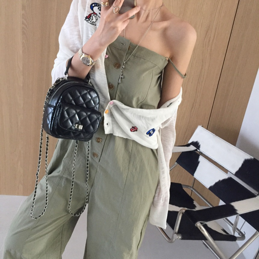 Летний комбинезон-топ с кнопками, кулиской и широкими джоггерами