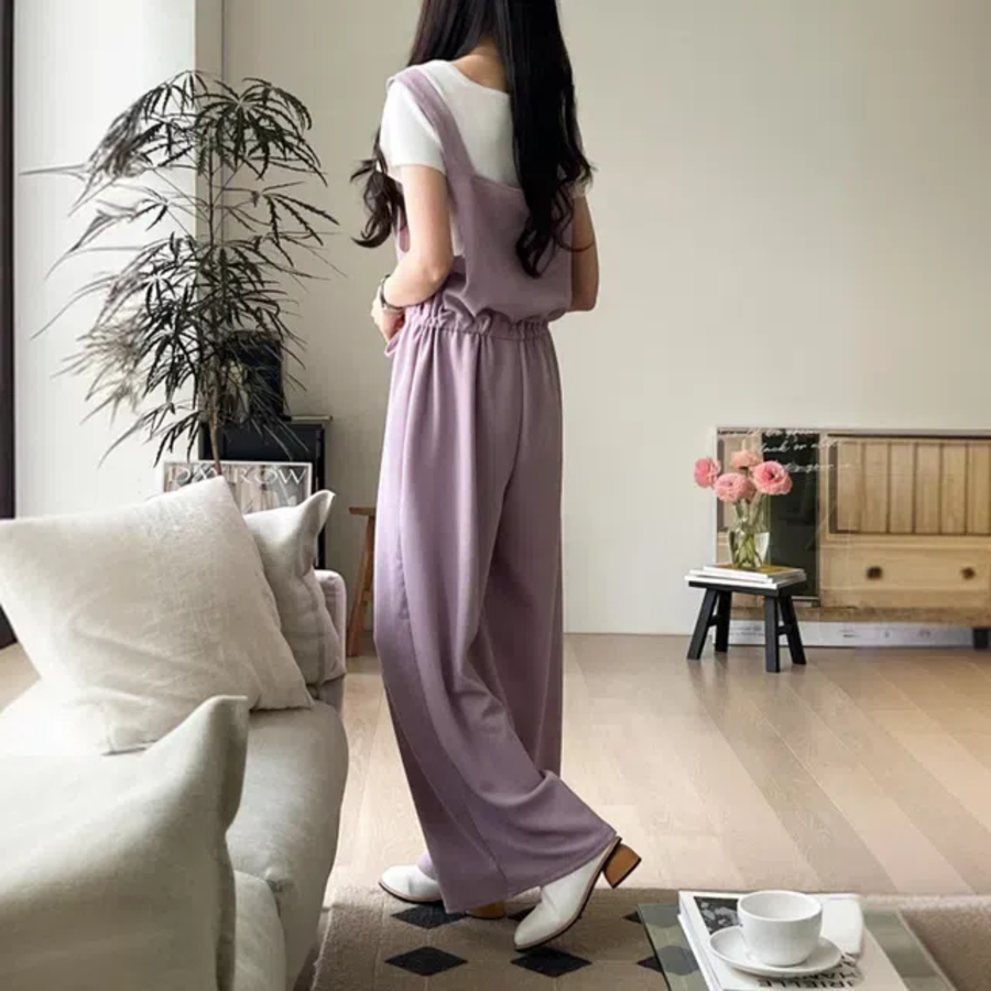 Женский комбинезон свободного кроя с удобным туннельным шнурком