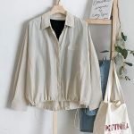 Nylon Loose Fit Zip-Up String Windbreaker