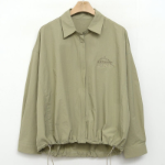 Nylon Loose Fit Zip-Up String Windbreaker