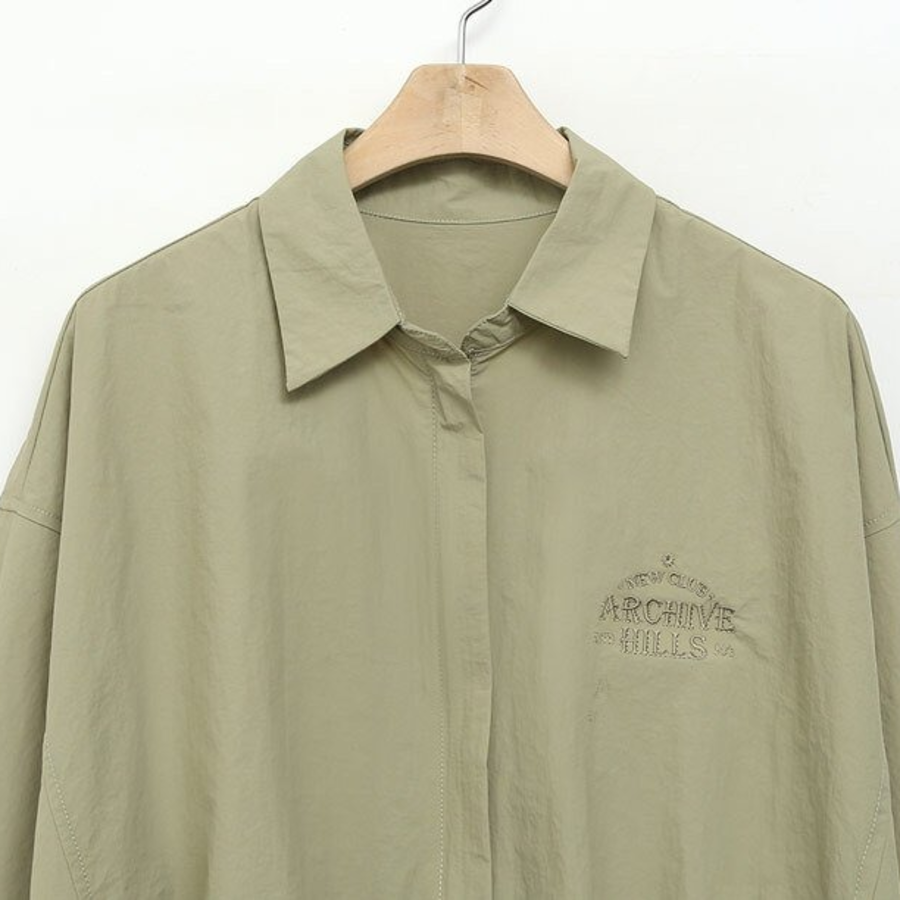 Nylon Loose Fit Zip-Up String Windbreaker