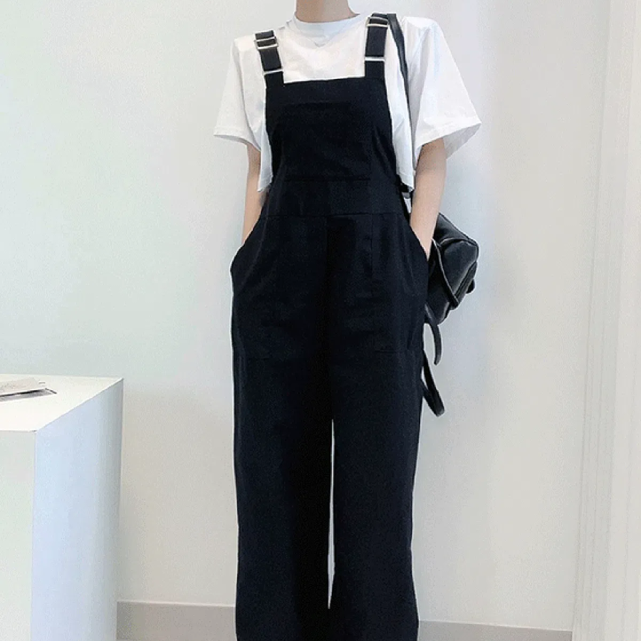 Винтажный льняной комбинезон с подтяжками и джогер-низом