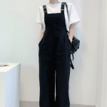 Винтажный льняной комбинезон с подтяжками и джогер-низом