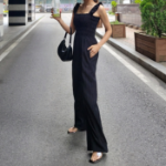 Летний комбинезон с подтяжками и широкими плиссированными брюками