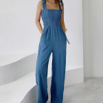 Летний комбинезон с подтяжками и широкими плиссированными брюками