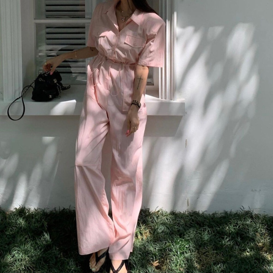 Лёгкий анорак-комбинезон с короткими рукавами и карманами