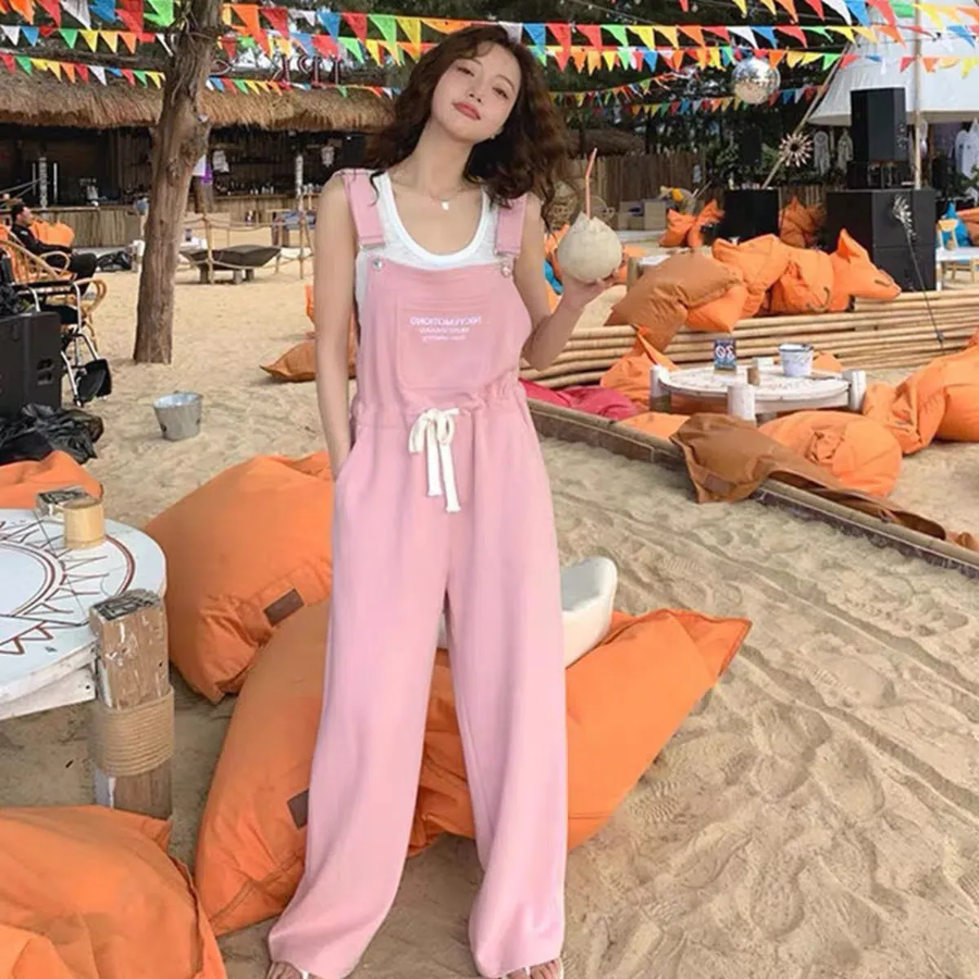 Трикотажный комбинезон на подтяжках с широкими брюками