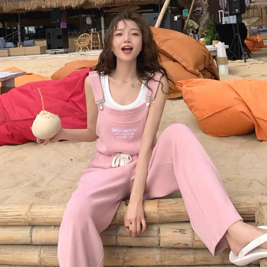 Трикотажный комбинезон на подтяжках с широкими брюками