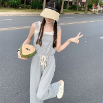 Трикотажный комбинезон на подтяжках с широкими брюками