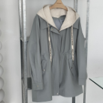 Spring Active Shirring Hooded Zip-Up Windbreaker