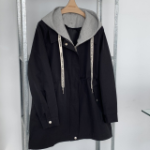 Spring Active Shirring Hooded Zip-Up Windbreaker