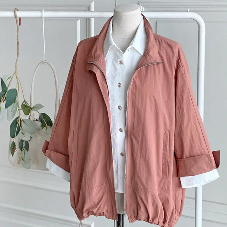 Spring Oversized Nylon Loose Fit Windbreaker