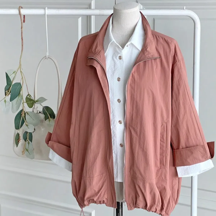 Spring Oversized Nylon Loose Fit Windbreaker