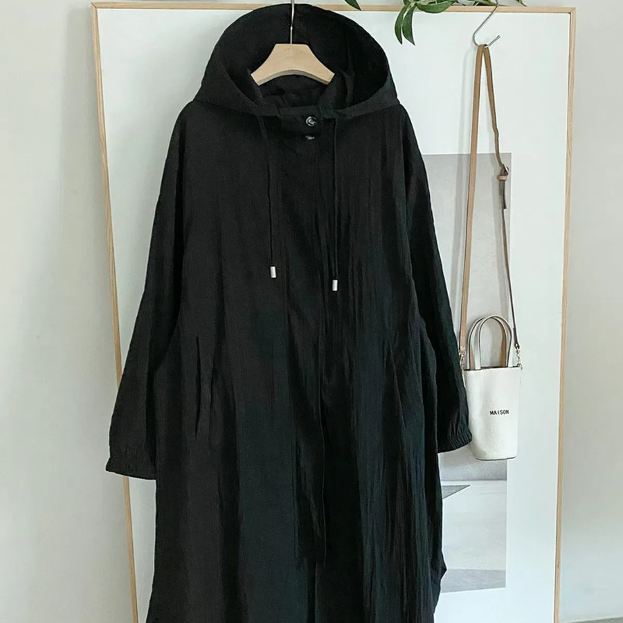 Loose Fit Oversized Hooded Long Windbreaker