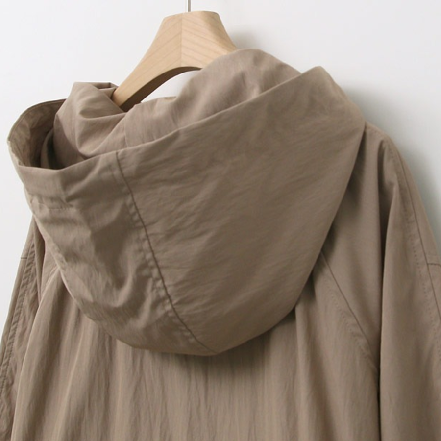 Loose Fit Oversized Hooded Long Windbreaker