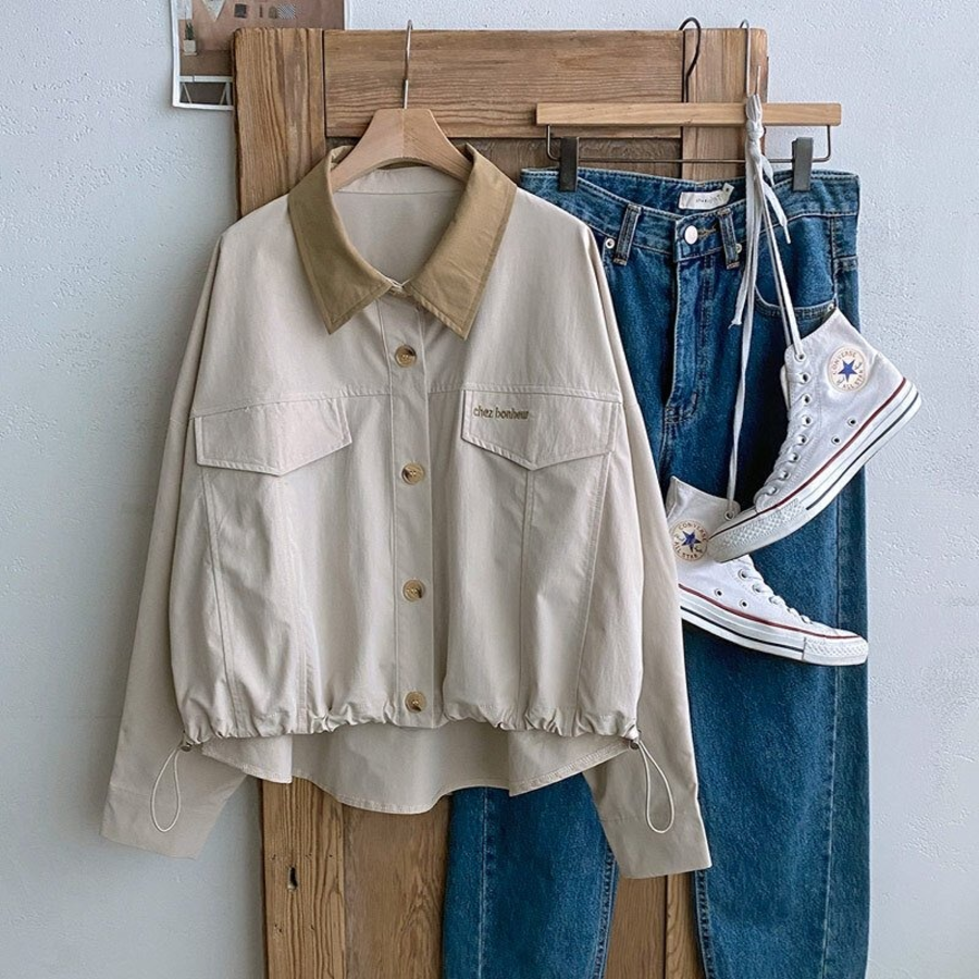 Nylon 100 String Collar Shirt Windbreaker